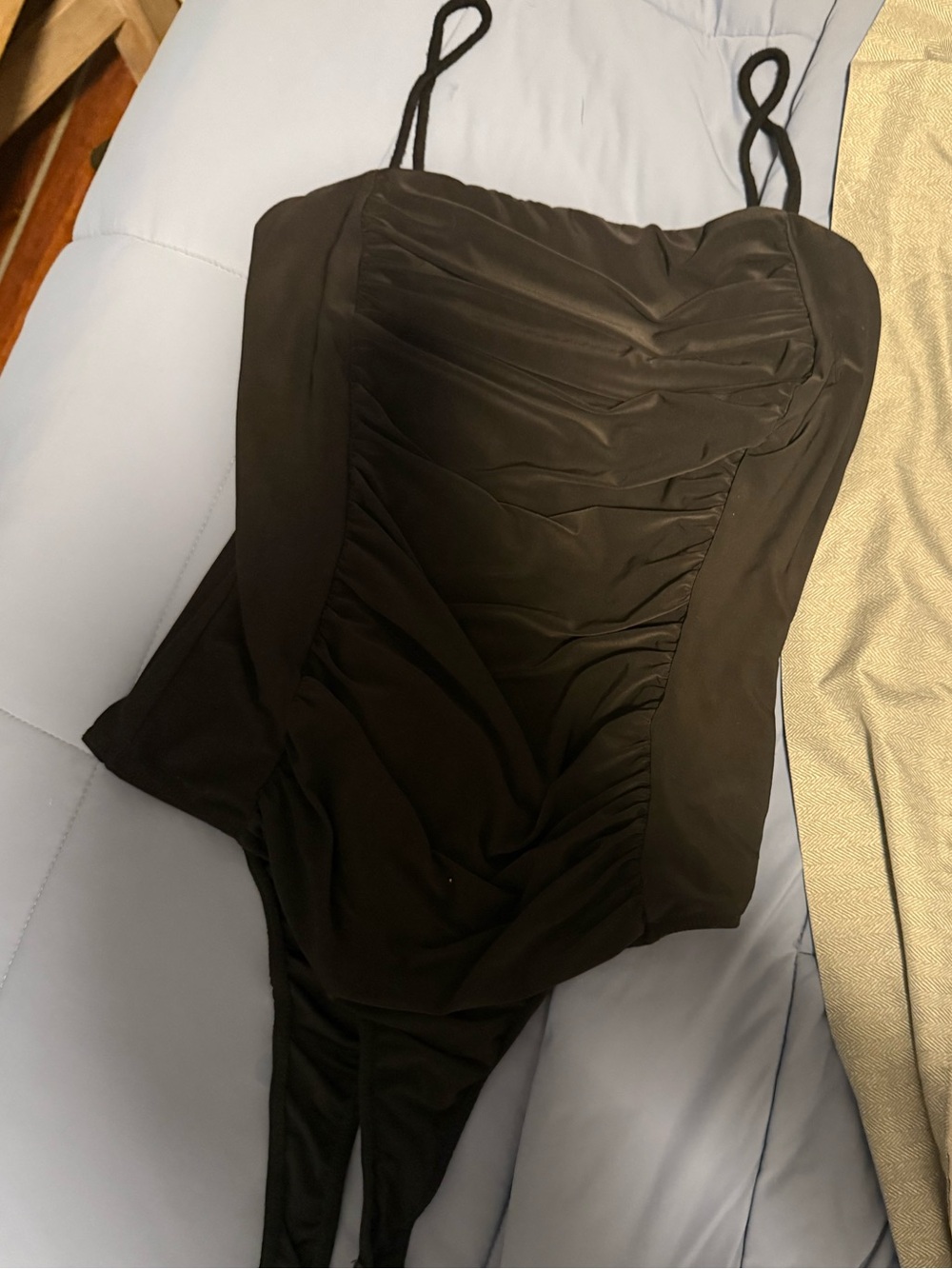 Black 2-Tone Satin Bodysuit from 2(??) Label